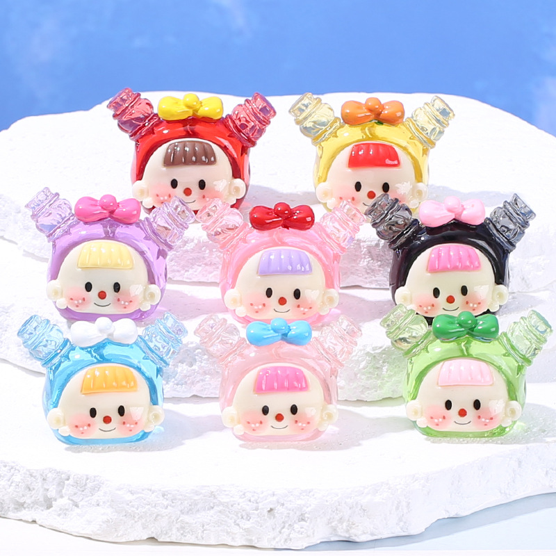Resin Art Earrings Material - 透明な人形の頭,樹脂,DIYの装飾,スクラップブッキングのアクセサリー,子供のイヤリング,ヘアピン,ジュエリーアートの材料,パッチ,4個