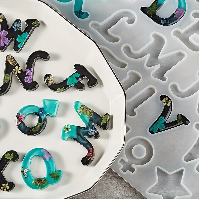 Resin Art Tools - 樹脂鋳造型 Aスタイルミラー 26文字英語アルファベット＋6種類の模様 シリコンモールド、ジュエリーDIY クリエイティブハンドメイドクラフト