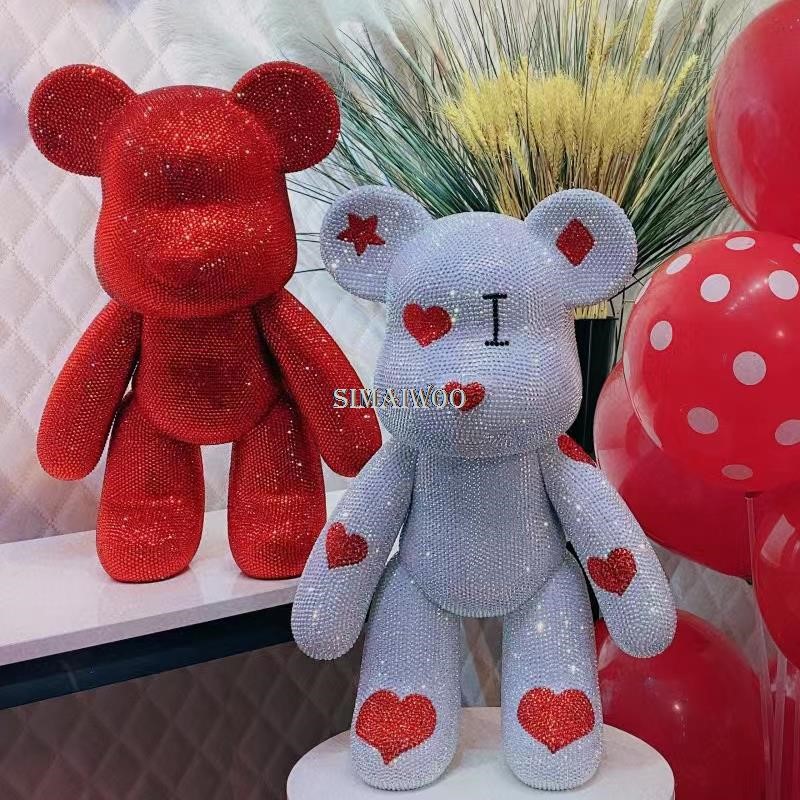 パーソナライズ可能なラインストーン結婚式のクマ像ラブハートデ - Resin Art Design For Wedding のレビューと価格