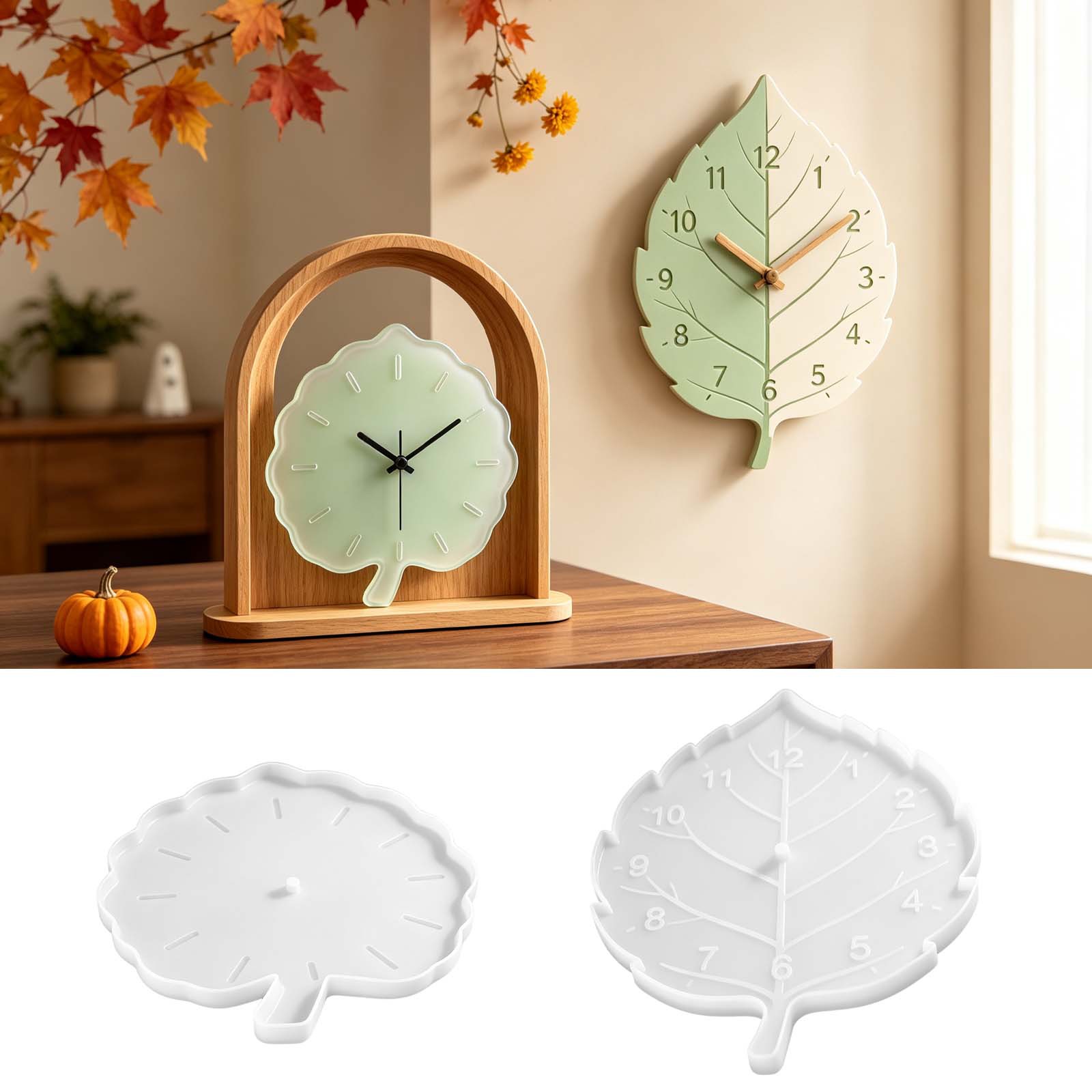 時計シリコンモールド 葉脈テクスチャ エポキシ樹脂鋳造モール - Resin Art Clock のレビューと価格