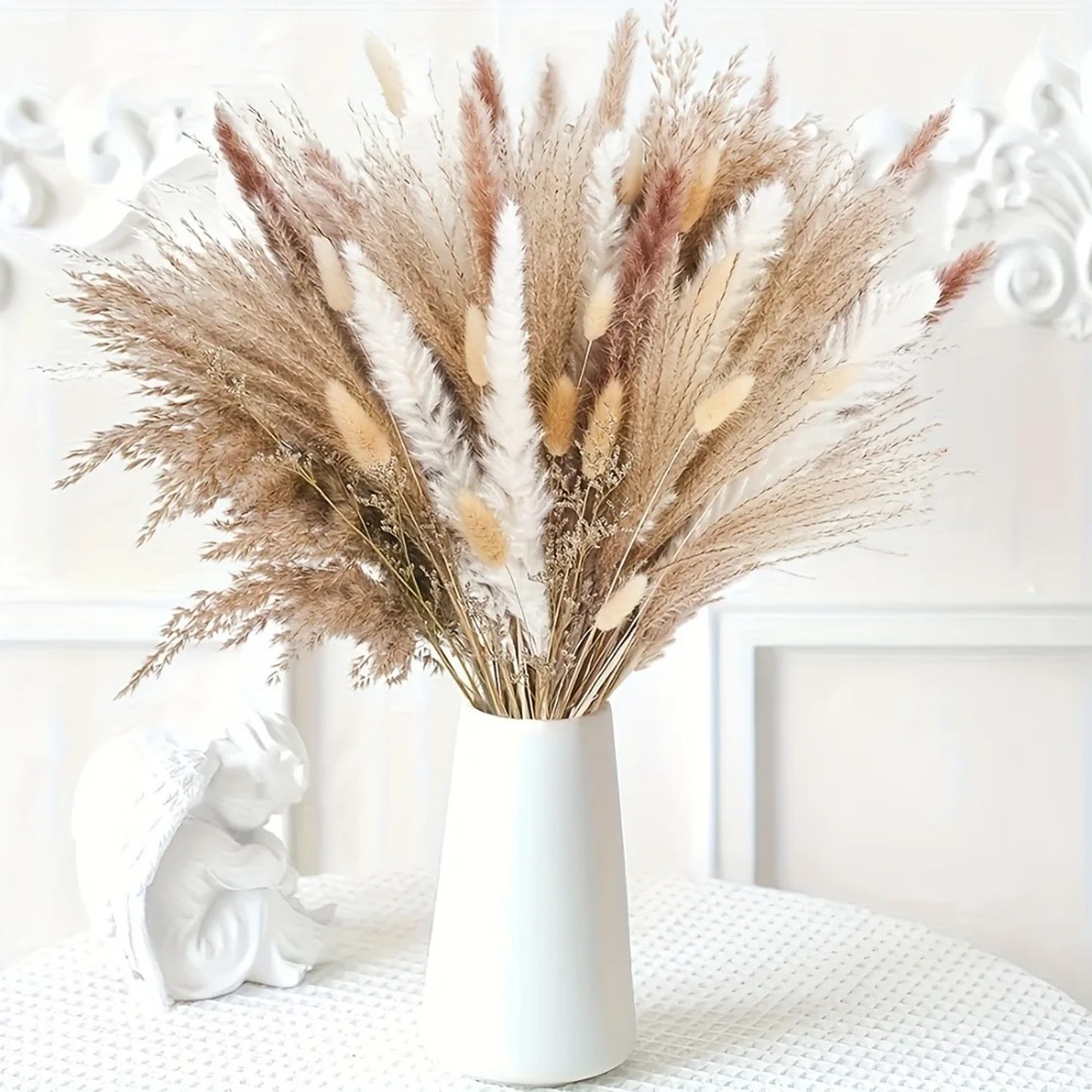 80 個のナチュラルドライフラワーブーケ家の装飾ススキ葦草ウ - Dried Flower Pressed のレビューと価格