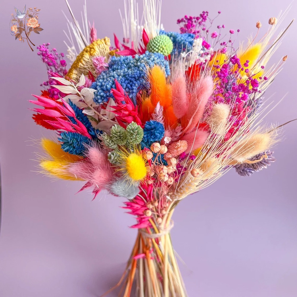 カラフルなドライフラワーウェディングブーケ花嫁用保存パンパス - Dried Flower Pressed のレビューと価格