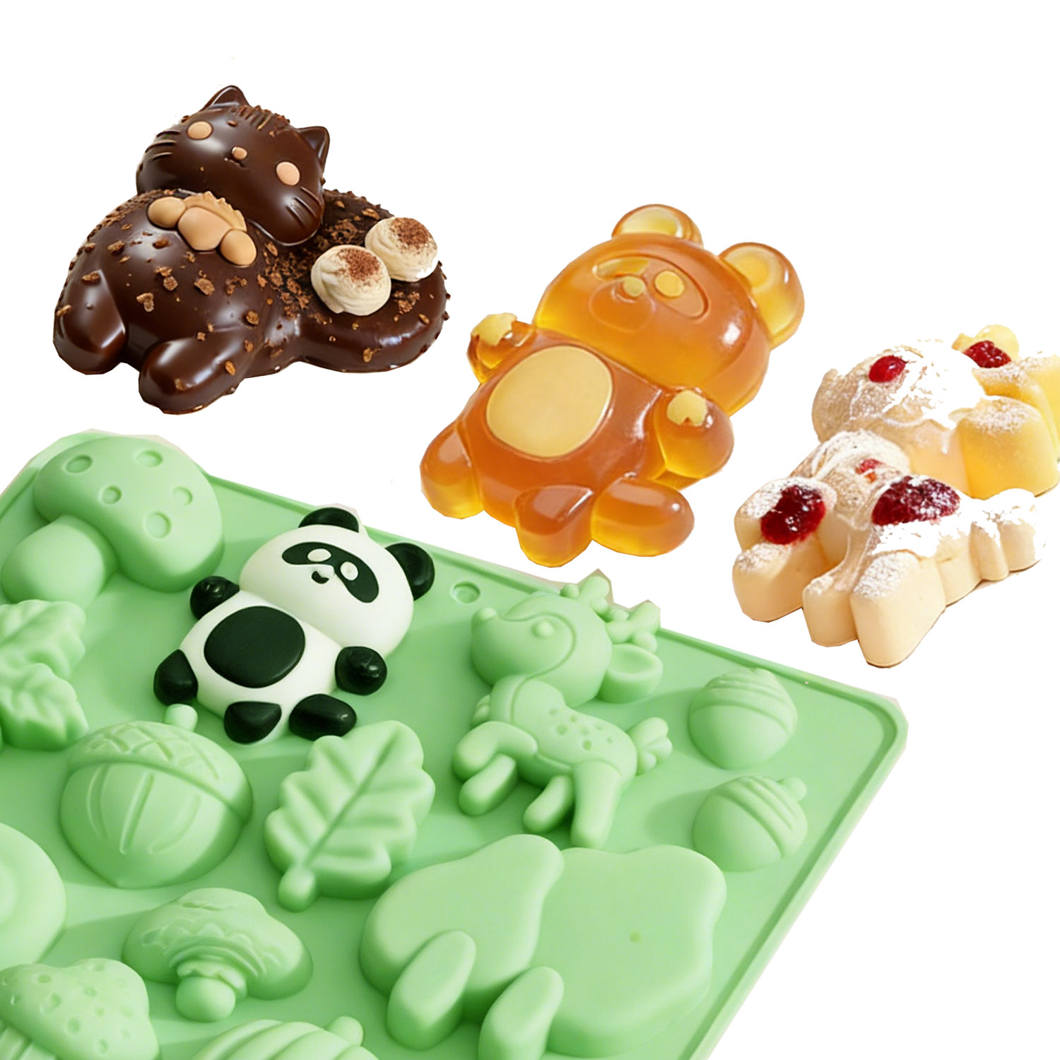 1個の動物の形をしたシリコンケーキ型、リスや鹿など、様々な動 - Resin Art Tools のレビューと価格